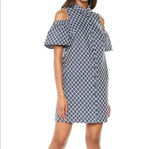 Trina Turk Cali Cold Shoulder Shirt Dress Chambray